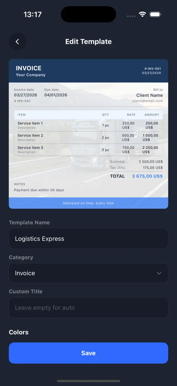 Template editor