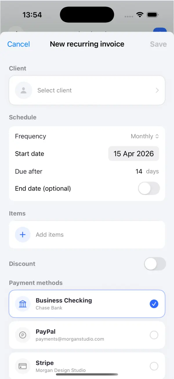 Recurring invoices